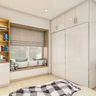 White Sliding Wardrobe With Loft Storage - Livspace