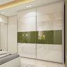 2-Door White And Green Wardrobe - Livspace