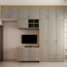 3-Door Wardrobe With Lofts And Pullout Drawers - Livspace