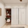 Glossy White Wardrobe With A Study Unit - Livspace
