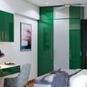Green And Grey Swing Wardrobe For Bedrooms - Livspace