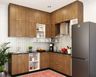 Walnut Bronze Modular L Shape Kitchen Design - Livspace