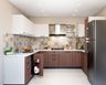 U Shape Kitchen Design With Colourful Patterned Dado Tiles - Livspace
