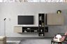 TV Unit Design With Dark Wood And Irish Cream Console - Livspace