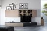 8x1x7 Ft Modern Floor-Mounted Light Beige And American Walnut TV Unit Design - Livspace