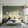 Wall Design With Green Wall Panel And Grooves - Livspace