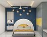 Boys Room Design With Dark Blue Accent Wall And Star Decor - Livspace
