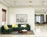 Living Room Design With Green L-Shaped Sofa - Livspace