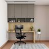 Study Room Design With Grey And Wood Study Table And Black Swivel Chair - Livspace