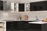 Porcelain Black And White Hexagonal Kitchen Tile Design - Livspace