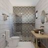 Glossy Multicoloured Moroccan Bathroom Tile Design - Livspace