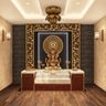 Traditional Gold And Black Wall Design For Pooja Rooms - Livspace