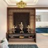 Indian Traditional Metal Lattice Wall Design In Brown And Gold - Livspace