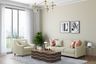 All-Beige Living Room Wall Paint Design - Livspace