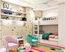 Multicoloured Doodle Bedroom Wallpaper Design - Livspace