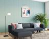 Green Fabric Living Room Wallpaper Design - Livspace