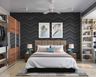 Zig-Zag Geometric Bedroom Wallpaper Design In Black And Grey - Livspace