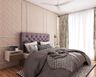 Contemporary Tan And White Patterned Bedroom Wallpaper Design - Livspace