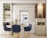 White And Blue 4-Seater Dining Room Design With Bar Unit - Livspace