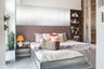 Guest Room Design With Brown Panelled Headboard - Livspace