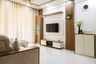 Champagne-Toned And Wood TV Unit Design - Livspace