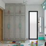 4 Door Oak Endgrain Swing Wardrobe Design - Livspace