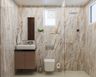 Brown And Grey Marble Small Bathroom Design - Livspace