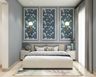 Grey Guest Room Design With Floral Wallpaper - Livspace