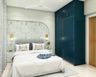 Guest Room Design With 2-Door Teal Blue Sliding Wardrobe - Livspace