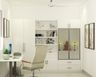 Frosty White Home Office Design With Full Wall Storage Unit - Livspace
