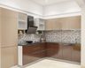L Shaped Brown And Cappuccino-Toned Modular Kitchen Design - Livspace