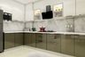 Glossy Modular Green And White L Shaped Kitchen Design - Livspace