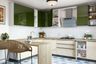Champagne-Toned And Dessert Green L Shape Kitchen Design - Livspace
