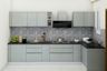 Smoke Grey L Shape Kitchen Design In High Gloss Finish - Livspace