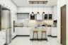 U Shaped Modular Island Kitchen Design In Frosty White - Livspace