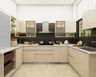 U Shaped Modular Kitchen Design With Pearl White Cabinets - Livspace