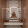 Mandir Unit Design With LED Wall And Lotus Motifs - Livspace