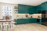 L Shaped  Modular Kitchen Design With Green Cabinetry - Livspace