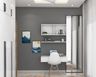 White Study Room Design With Grey Wall