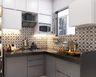 Grey And White Ceramic Matte Kitchen Tile Design - Livspace