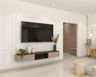Compact Wood And White TV Unit Design - Livspace