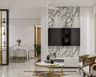 TV Unit Design With Marble Wall Panel - Livspace