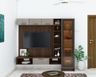 Grey And Wood TV Unit Design With Closed And Open Storage - Livspace
