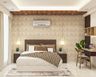 Light Coffee Brown Damask Bedroom Wallpaper Design - Livspace