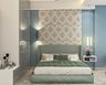Grey And Green Leaf-Themed Bedroom Wallpaper Design - Livspace