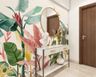 Multicoloured Tropical Bedroom Wallpaper Design - Livspace