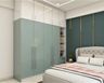 Greyish Blue And White 4-Door Swing Wardrobe Design - Livspace