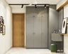 4-Door Grey Swing Wardrobe Design With Loft Storage - Livspace