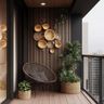Balcony Design with Rattan Wall Decor