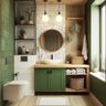 Bathroom Design with Green Mosaic Tiles
